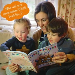 Birthday Boo book gift being read by a mum and two children