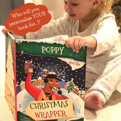 Child enjoying a festive adventure story about saving Christmas with music and rhymes
