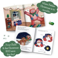 Christmas book illustration spread – adventure unfolds