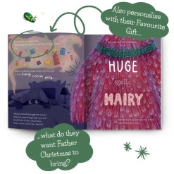 Gift page showing favourite item personalised for the child