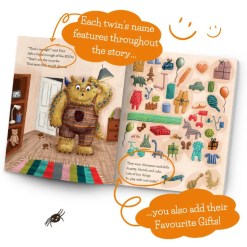 Twins customised book Favourite Gifts personalisation page