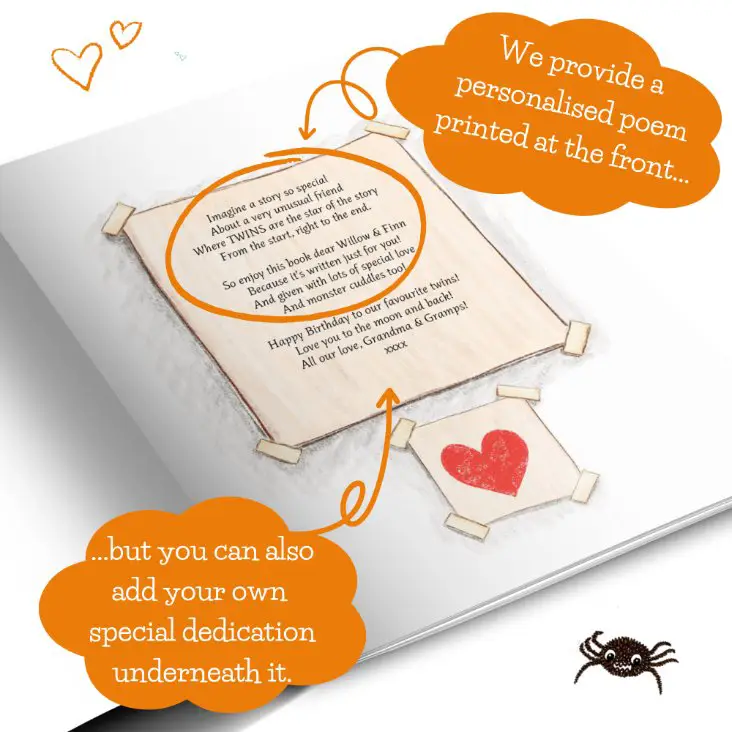 Dedication page in our unique personalised childrens storybook