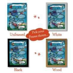 The Family Bus personalised poetry print in wood, black, or white frame