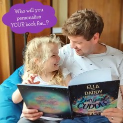 Daddy and child reading our personalised book together