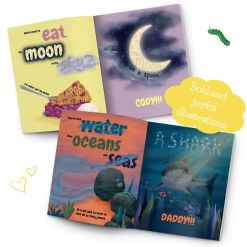 Illustrations from What’s That – a silly personalised children’s book with multiple names