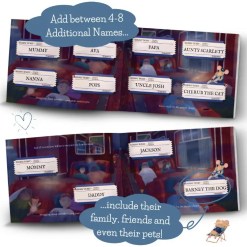 Additional Name personalisation spread in Tickled Moon's storybook