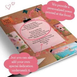 Dedication page in All the Love, personalised children's storybook, a timeless keepsake story.