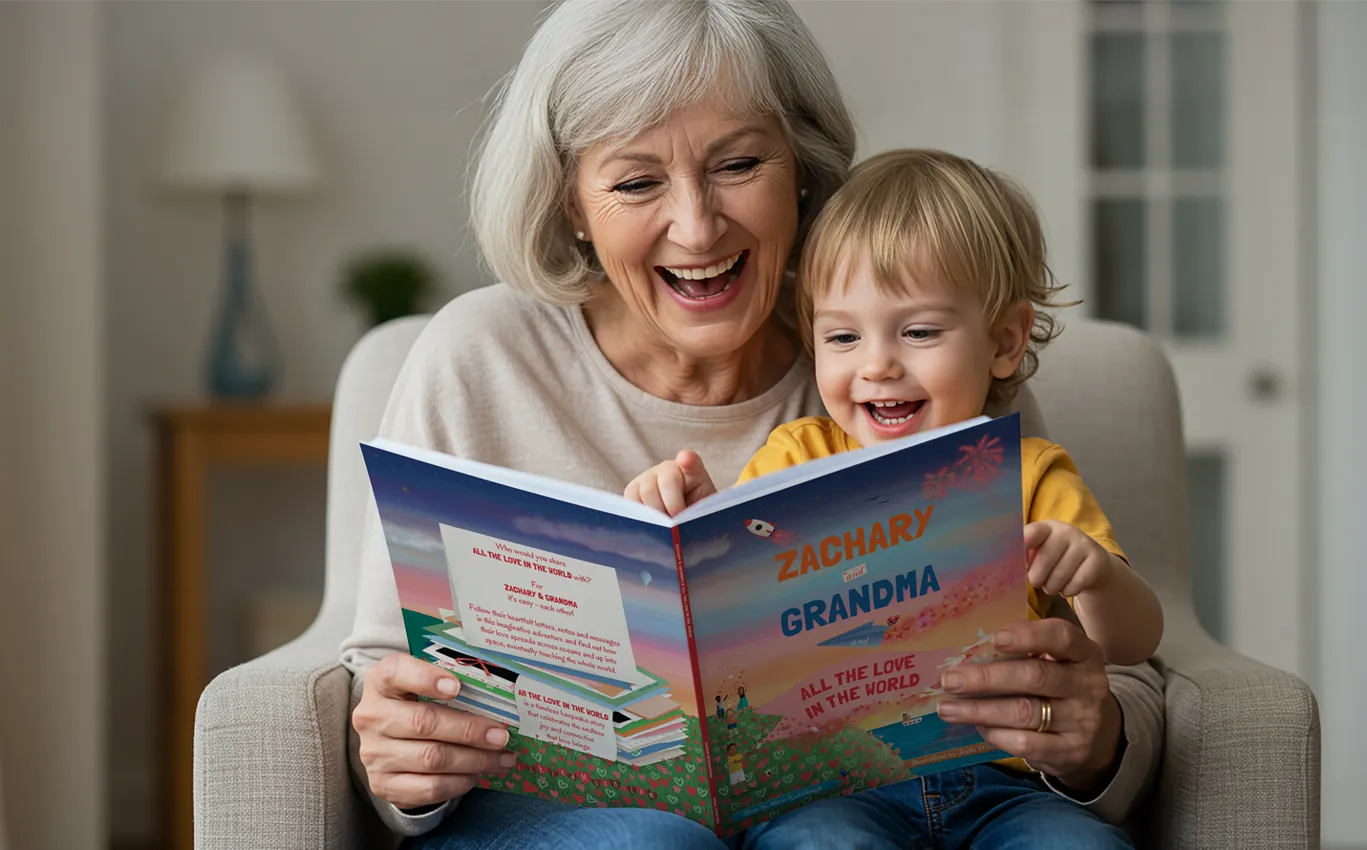 Young child & Grandma reading All The Love