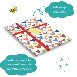 Gift wrap envelope with hearts motif, for our personalised books by Tickled Moon